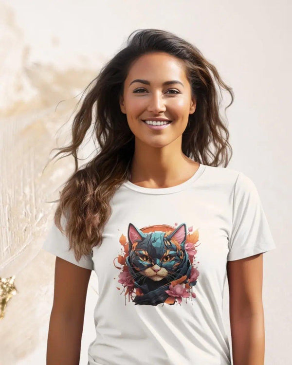 Katze Damen T-Shirt - Damen T-Shirt - Wunsch Designs